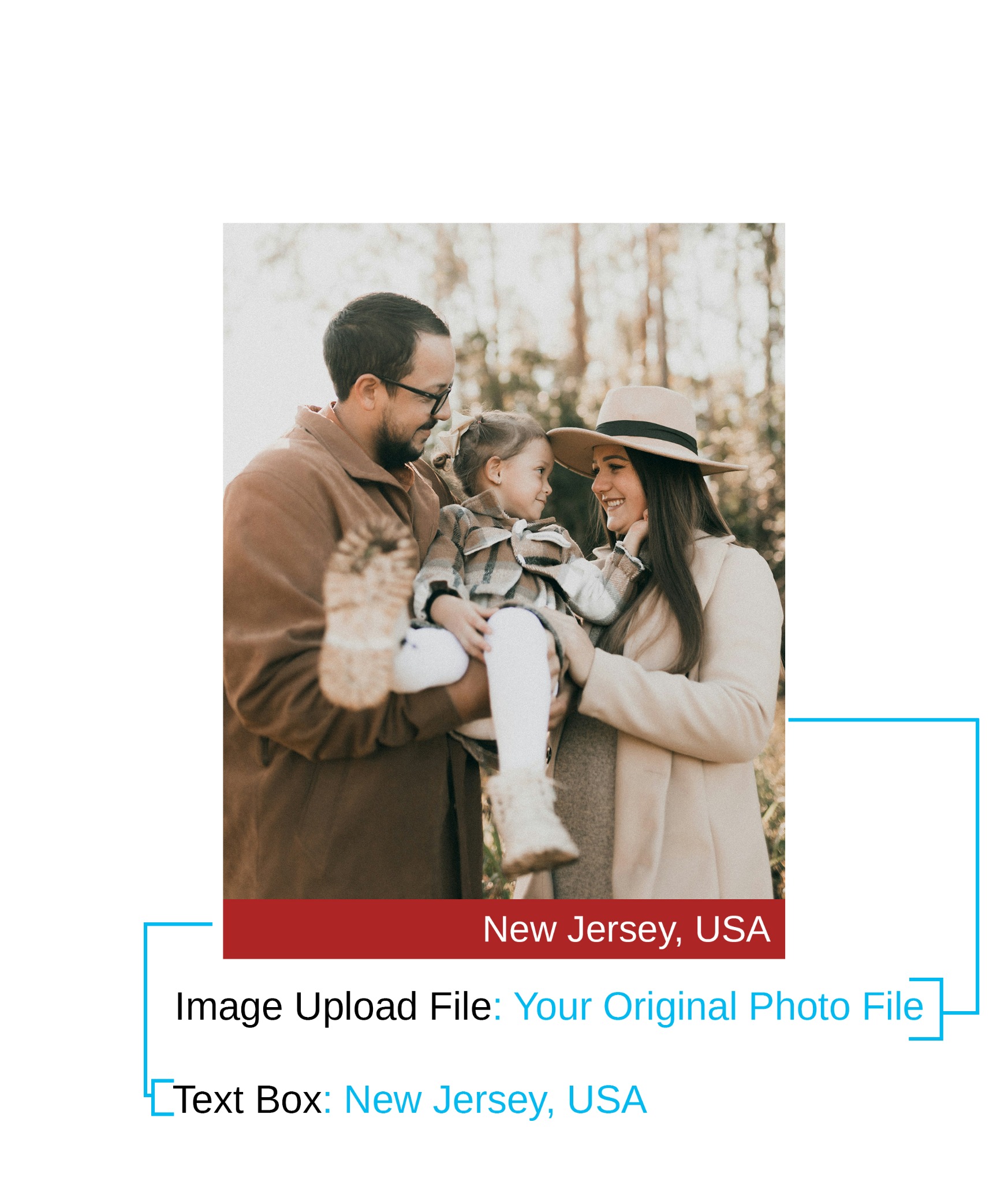 Custom photo magnet upload and text example